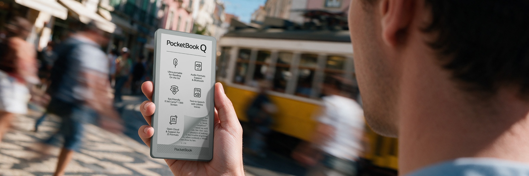 Електронен четец PocketBook Q с размерите на телефон на IFA 2026: Винаги под ръка за комфортен дигитален детокс, четене и слушане